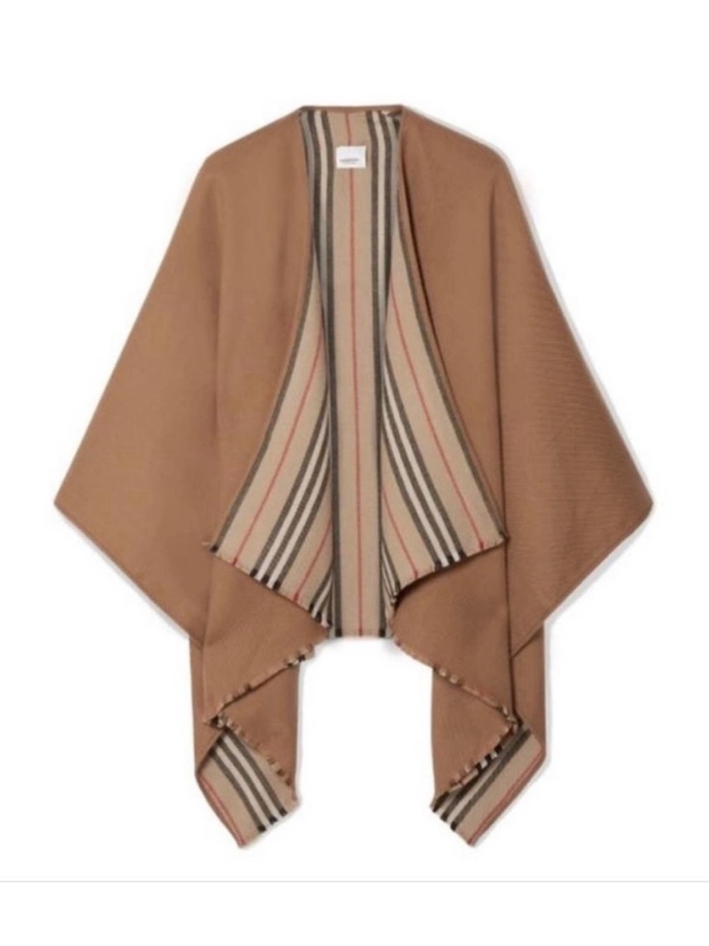 BURBERRY Nova Check Striped reversible wrap poncho cape